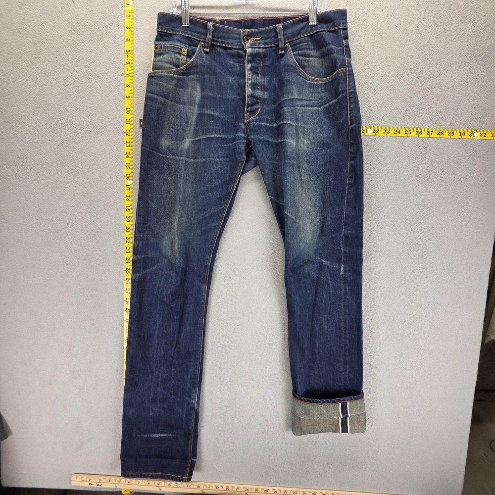 Raleigh Denim Jeans Mens 32x34 Blue Jones USA White Oak Cone Whiskers Honeycomb